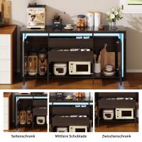 Aparador negro alto brillo con 4 puertas y 2 cajones, mueble de almacenaje moderno con iluminación LED y diseño minimalista elegante - details 2