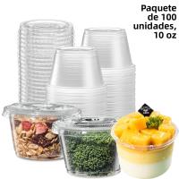 Juego De 50/100 Copas De Plástico Desechables De 300ml 10oz Con Tapa Transparentes Para Alimentos Postres Pasteles Snacks Servicio De Fiesta - details 0
