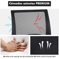 T-LoVendo Silla de Oficina o Escritorio ergonómica con Soporte Lumbar, Malla Transpirable, Regulable en Altura, Ruedas antiarañazos, Color Gris - details 6