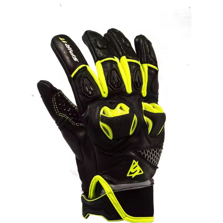 Guantes Verano Spirit Moto Piel Cortos Black Yellow Fluor - 1