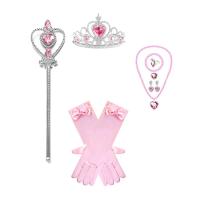 Juego De Accesorios De Cosplay De Elsa Princesa Con Guantes Varita Corona Joyería Peluca Rizada Para Niñas Disfraz De Reina De Hielo - details 10