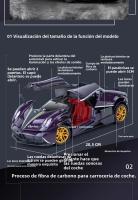 Modelo De Coche Diecast 1:24 Pagani Huayra Dinastia Con Luz Y Sonido Puertas Abiertas Colección De Juguetes Para Niños Regalo Vehículo De Carreras De 4 Puertas Material Aleación Metálica - details 4
