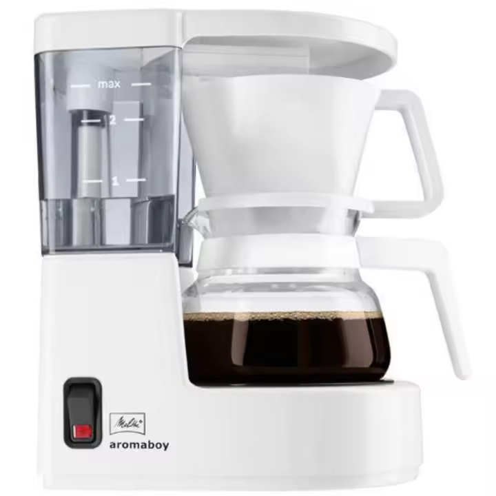 Melitta Cafetera de filtro con jarra de vidrio, Para 2 tazas de café, Aromaboy, Blanco, 1015-01 - 1