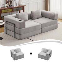 Sofá plegable convertible en sofá cama, modular de 2 plazas con funda de bombazine, sin montaje, colchón tipo tatami, ahorra espacio, ideal para salón, dormitorio, apartamento pequeño - details 3