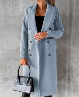Nueva Chaqueta De Moda Para Mujer 2025 Otoño Invierno Cuello En V Largo Con Bolsillos Doble Botón Estilo Casual Largo (26+ Pulgadas) - details 27