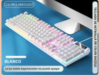 Teclado Gaming K500 Con Keycaps Blanco Y Rosa Mezclados 104 Teclas Cableado Para Laptop PC Estilo Mécanico Interfaz USB - details 14