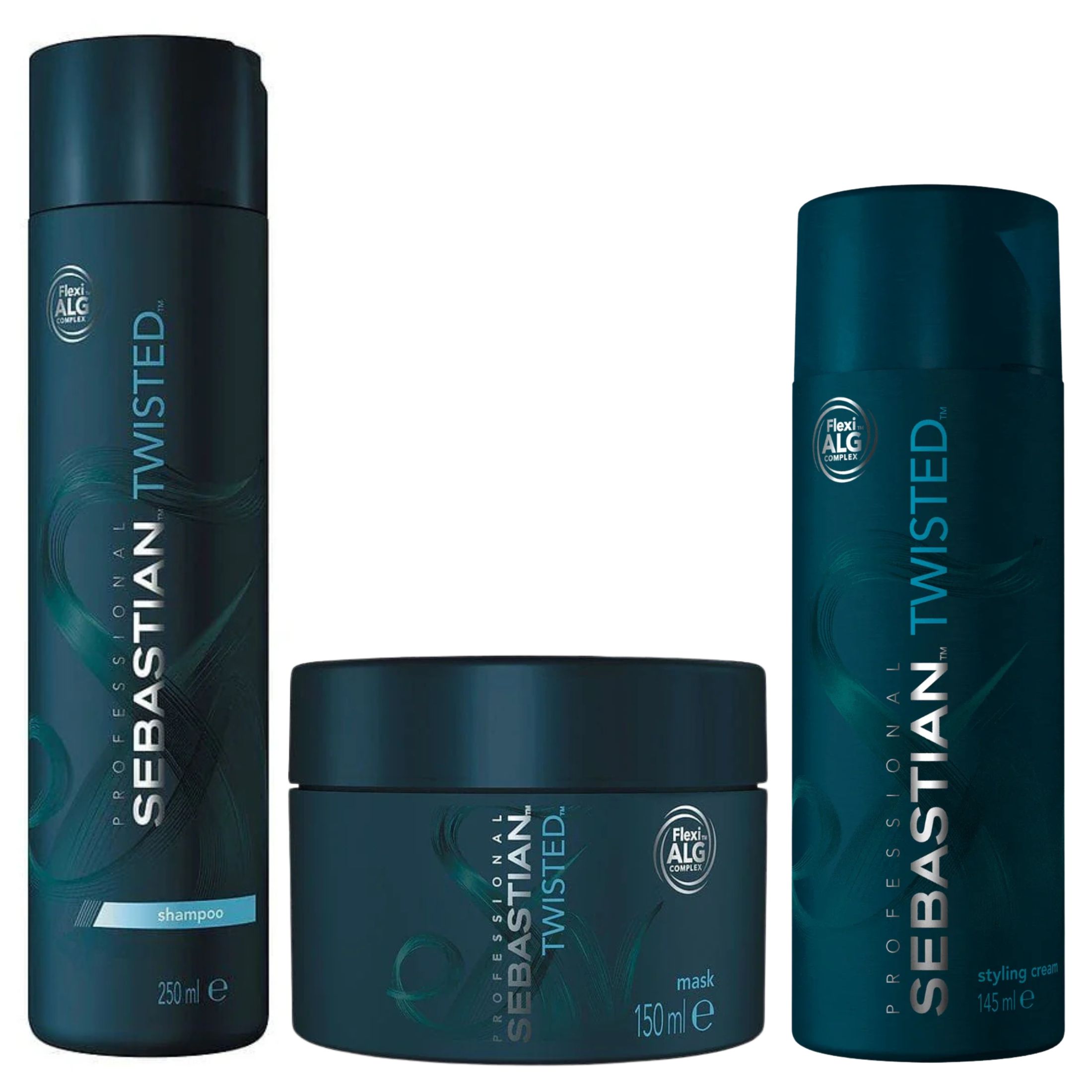 Pack Sebastian Professional Twisted Champú 250 ml + Mascarilla 150 ml + Styling Cream 145 ml – Cabello Rizado y Ondulado