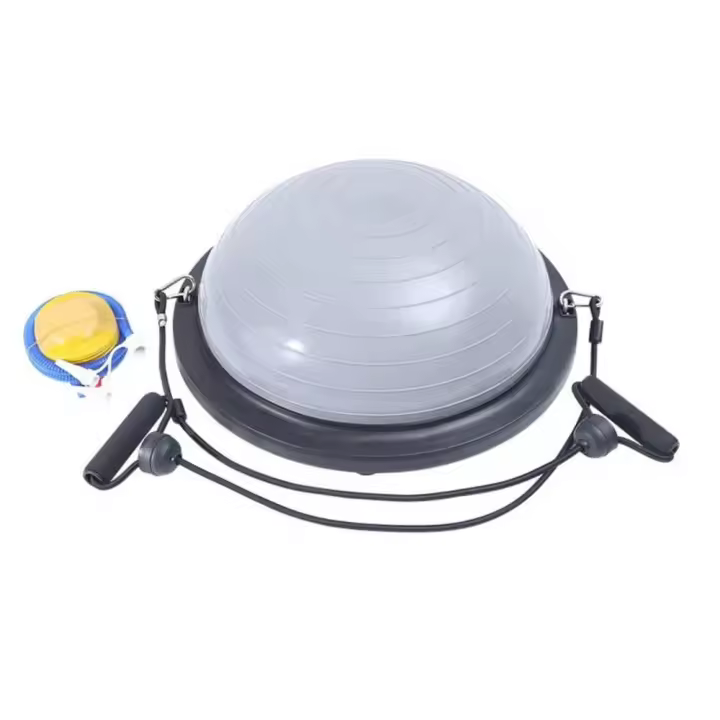Balón de equilibrio, yoga, entrenador de equilibrio de 60 x 22 cm hasta 200 kg, media pelota de gimnasia, tabla de equilibrio con bomba y 2 bandas de fitness - 1