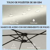 Outsunny Sombrilla Doble 4,6x2,6 m, Sombrilla Terraza Exterior con Manivela Manual, Protección UV50+, Funda Protectora, Resistente al Agua, Parasol para Jardín, Terraza, Patio - details 7