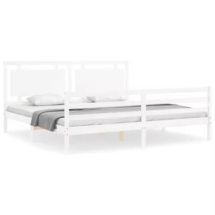 vidaXL Estructura de cama con cabecero madera maciza blanco 200x200 cm - 1