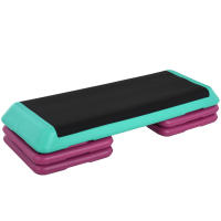 HOMCOM Tabla de Stepping Fitness Aeróbico Bicicleta Estática Stepper Altura Regulable 10cm/15cm/20cm PVC PP Negro+Verde+Morado 110 x 40 x 20 cm - details 0