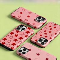 Funda De Teléfono Doble Capa Con Estrella Roja Rosa Para iPhone 17 16 15 14 plus 13 pro Max Anti-Atraque Y Resistente Al Choque Material PC - details 0