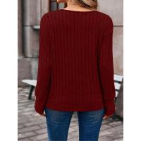 Camiseta De Verano Para Mujer Talla Grande Con Cuello En V Manga Larga Rayada Suelta Blusa Pullover De Poliéster Casual - details 4