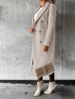 Nueva Chaqueta De Moda Para Mujer 2025 Otoño Invierno Cuello En V Largo Con Bolsillos Doble Botón Estilo Casual Largo (26+ Pulgadas) - details 8