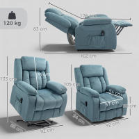 HOMCOM Sillón Relax Reclinable Eléctrico Levanta Personas Mayores, con Puerto USB, Sillón Elevador, con Control Remoto, Asiento Ancho, Reposapiés, Tapizado en Terciopelo, Bolsillos Laterales, Azul - details 2
