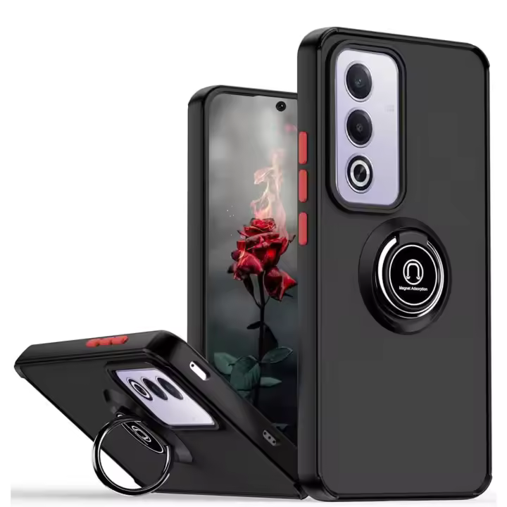 Funda Mate con Borde Negro y Anillo Giratorio 360 para Xiaomi Poco C85 - 1