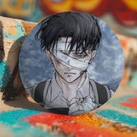 Broche De Anime Levi Ackerman Attack on Titan Badge Redondo Laser Accesorios Para Ropa Y Mochilas Material Metálico Estilo Moderno - details 3
