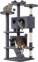 Árbol Rascador para Gatos 139cm con 3 Plataformas 2 Nidos 2 Pompones Torre de Escalador con Postes en Sisal Ideal para 3-4 Gatos Gris Oscuro - details 0