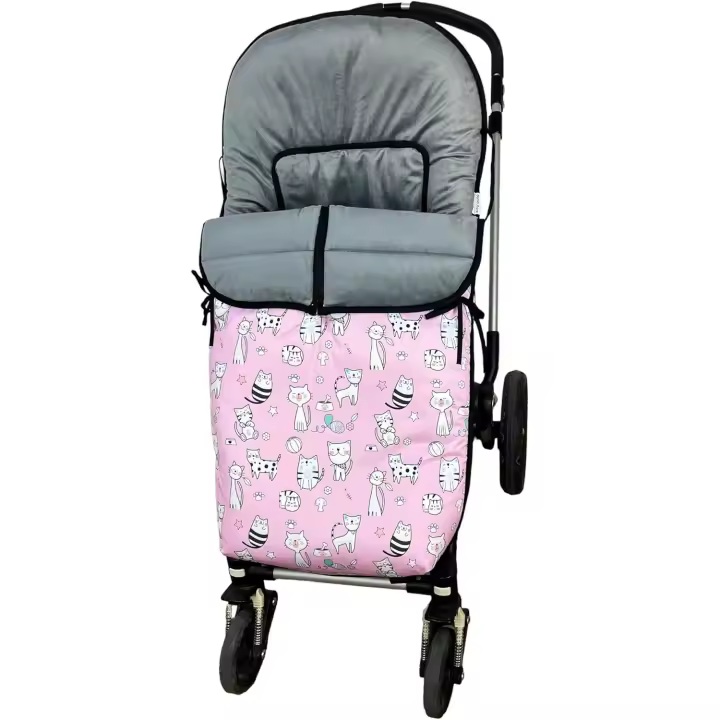 Danielstore Saco Silla Paseo Bebé Universal Saco Polar Invierno con Cremallera, Cabezal ajustable, Saco impermeable y Transpirable, Fácil Limpieza Color rosa - 1