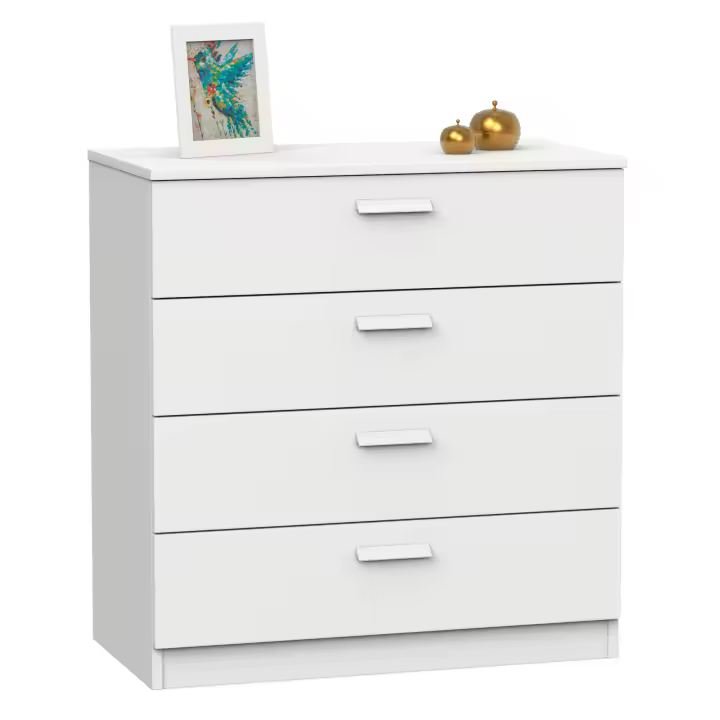 Briebe Nova Cómoda Dormitorio, Cajonera 4 Cajones, Sinfonier 78x74x40 cm (Alto x Ancho x Profundo), , Blanco - 1