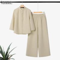 Conjunto De Traje Elegante Para Mujer ZANZEA Otoño 2 Piezas Camisa De Manga Larga Y Pantalones Regular Para Trabajo Y Casual - details 5