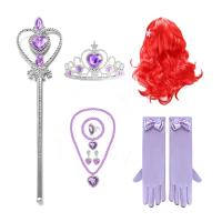 Juego De Accesorios De Cosplay De Elsa Princesa Con Guantes Varita Corona Joyería Peluca Rizada Para Niñas Disfraz De Reina De Hielo - details 2