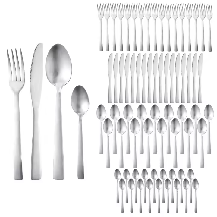 San Ignacio Cubertería de 72 Piezas en Acero inoxidable Mate, Set completo para 18 Servicios, Diseño elegante y resistente - 1