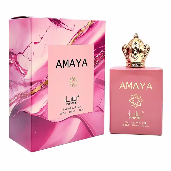 Perfume Árabe Amaya Manasik Eau de Parfum Mujer 100ml | Fragancia Floral Frutal con Jazmín, Rosa, Vainilla y Almizcle | Larga Duración | Perfume Elegante para Uso Diario y Regalo - 1