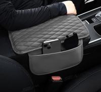 SEAMETAL Funda Para Reposabrazos De Coche Universal Cubierta Transpirable Almohadilla De Descanso Anti-Scratch Protector De Caja Del Consolador Con Bolsa De Almacenamiento Color Negro Gris - details 4