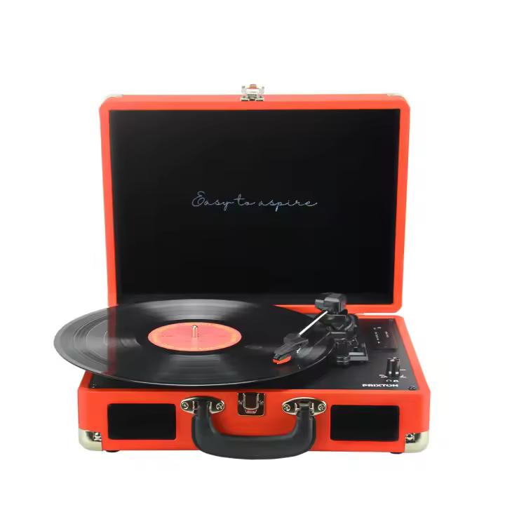 Tocadiscos Bluetooth VC400, Reproductor por Bluetooth y USB, Digitalización de vinilos, 2 Altavoces Incorporados, Diseño de Maleta Vintage | PRIXTON - 1