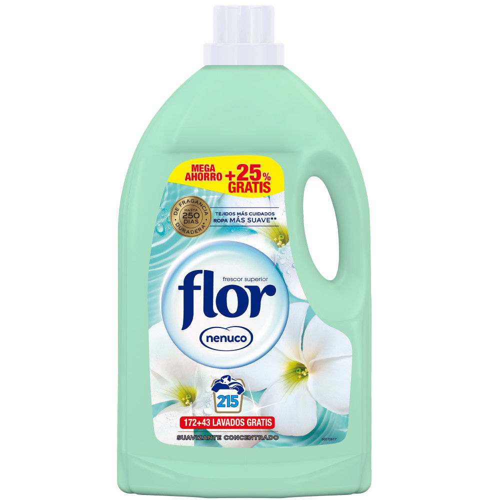 Flor - Suavizante Concentrado, Azul o Nenuco, 215 Lavados, Ropa Suave y Tejidos Cuidados, Fragancia Duradera