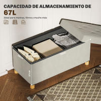HOMCOM Puff Almacenaje, Banco Almacenaje Plegable, Capacidad de 67 L, 76x38x38 cm, Tapizado en Terciopelo, Baúl de Almacenamiento Dormitorio, Carga 120 kg, para Sala de Estar, Entrada - details 3