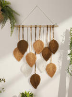 Tapiz Boho Hoja Macramé Tejido En Hilo Decoración De Pared Para Hogar Y Dormitorio Con Cordones De Madera Aesthetic Regalo - details 19