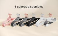 SONGMICS Juego de 50 Perchas, Perchas de Plástico, Antideslizantes, Ahorra Espacio, 0,5 cm de Grosor, 42 cm de Largo, Gancho Plata Giratorio de 360°, Gris Claro y Gris Oscuro/Blanco/Negro - details 1