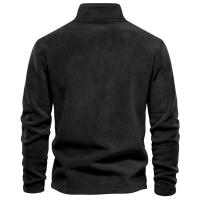 ZE Sudadera de manga larga con media cremallera y cuello levantado para hombre, top informal de lana polar a la moda, color sólido, otoño e invierno - details 2