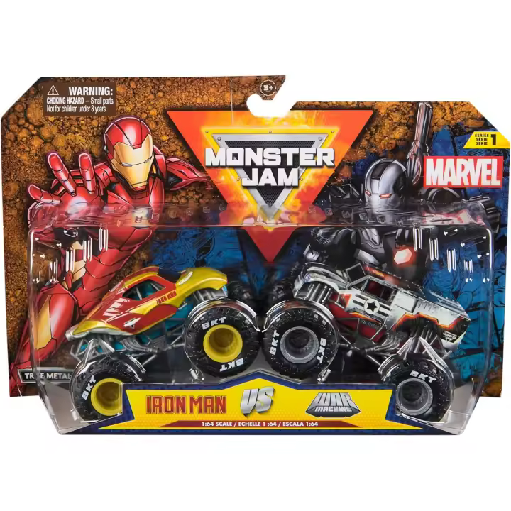 Monster Jam - Pack 2 Coches Monster Truck Marvel Oficial Escala 1:64 Metálicos - Surtido/Modelo aleatorio (Una unidad) - Coches para Niños - Juegos Infantiles - Juguetes Niños 3 años + (Spin Master 6070555) - 1
