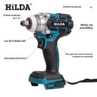 Llave De Impacto Eléctrica HILDA 18V Sin Batería Recargable 1/2 Para Reparación De Coches Potencia Alta Herramienta De Bricolaje - details 3