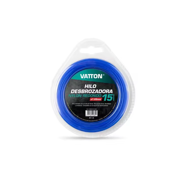 Hilo de Nylon para Desbrozadora VATTON - Varias Medidas - Hilo de alta dureza, flexibilidad y resistencia - Compatible con la mayoría de desbrozadoras - 1