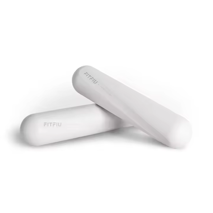 FITFIU Fitness Oval Dumbbell - Kit de 2 Mancuernas ovaladas de 2kg Cada una de Acero en Silicona Blanda Blanca para sesiones de Entrenamiento con más Rendimiento, Shapes Collection - 1