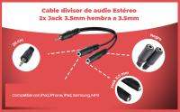 Banner - Cable divisor de audio estereo 2x Jack 3.5mm hembra a 3.5mm