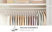 SONGMICS Perchas para Pantalones, 30 Perchas de Terciopelo, 42,5 cm de Largo, con Clips Ajustables, Antideslizantes, Ahorra Espacio, para Pantalones, Abrigos, Vestidos, Violeta Pálido/Blanco - details 2