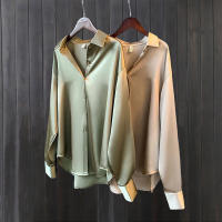Camisa De Satén Para Mujer Primavera Verano Protección Solar Casual Suelta Versátil Con Cuello Redondo Manga Larga Suave Y Delgada - details 6