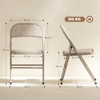 HOMCOM Juego de Sillas Plegables Acolchadas con Respaldo y Estructura de Acero, para Salón, Comedor, Cocina, 45x46x78 cm - details 2