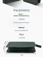 Set De Manicura Profesional Verde Con 9 Piezas Y Estuche De Cuero Herramientas Para Cuidado Del Rostro Y Pies Corte De Acero Inoxidable Regalo - details 13