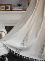 Conjunto De Cortinas Bohemio De Lino Puro Decorativas Con Espaciado Mitad Cierre Para Sala De Estar Moderno Estilo Tatting - details 0