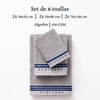 Set 6 de toallas de baño calavera (2x tocador 30x50cm + 2x manos 50x90cm + 2x baño 70x140cm) 100%algodón varios colores Scalpers Home - details 18
