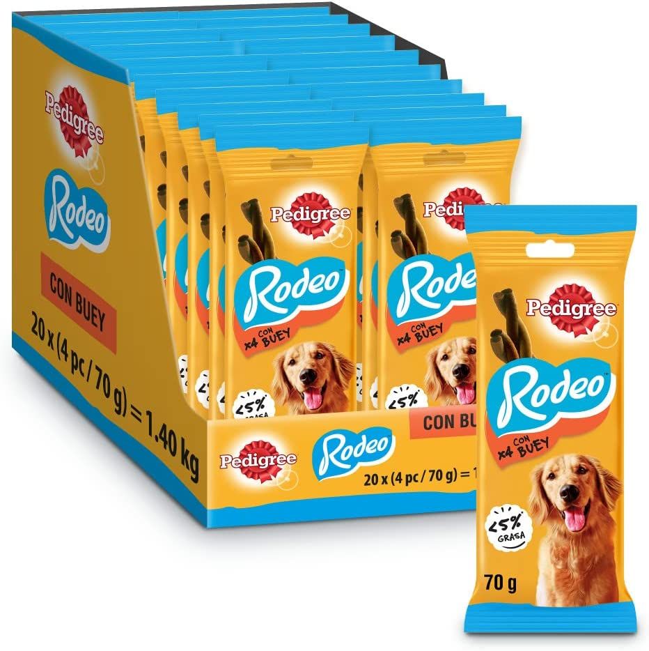 Pedigree - Rodeo Snack en Tiras para Perros sabor Buey (Pack de 20 x 70g)