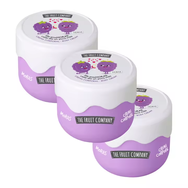 Paquete de 3 cremas corporales de The Fruit Company, efecto sedoso, aroma a arándanos: suaviza la piel y aporta un aroma alegre y divertido. elaborado por la empresa frutícola en españa. - 1