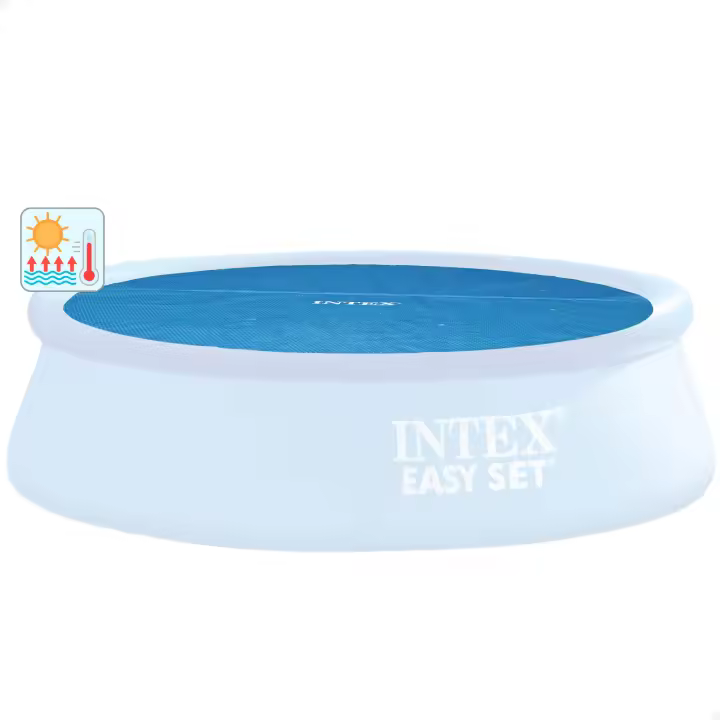 INTEX - Cobertor solar piscinas Easy Set/Metal Frame Ø305 cm, fabricado con polietileno y de 110 gr/m2 de espesor. tiene agujeros de drenaje para el agua de lluvia. peso del cobertor: 1,1 kg - 1