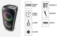 NGS Wild Temper Altavoz Portátil Inalámbrico con Batería Bluetooth/USB/AUX IN 200W Negro - details 4